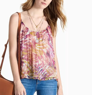Lucky Brand Boho Style Flowy Fern Print Tank, Color MultiColor Size S